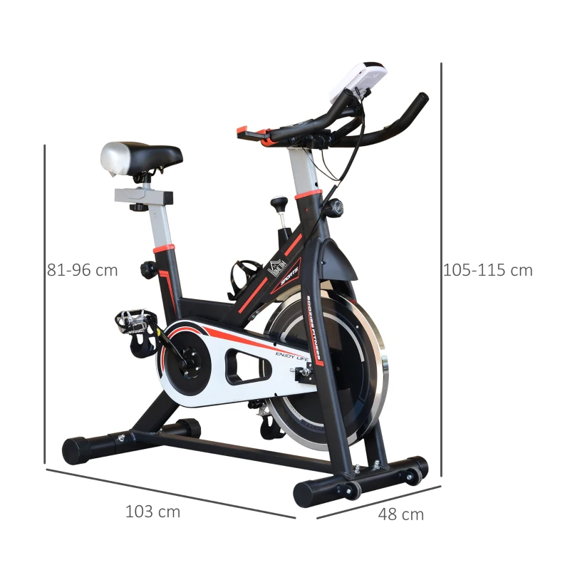 HOMCOM Heimtrainer Indoor-Cycle leiser Betrieb 103 x 48 x 115cm Stahl Schwarz