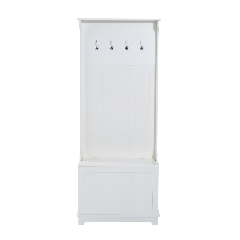 HomCom Mobile per Ingresso con Panca Contenitore e Appendiabiti in Legno, Bianco