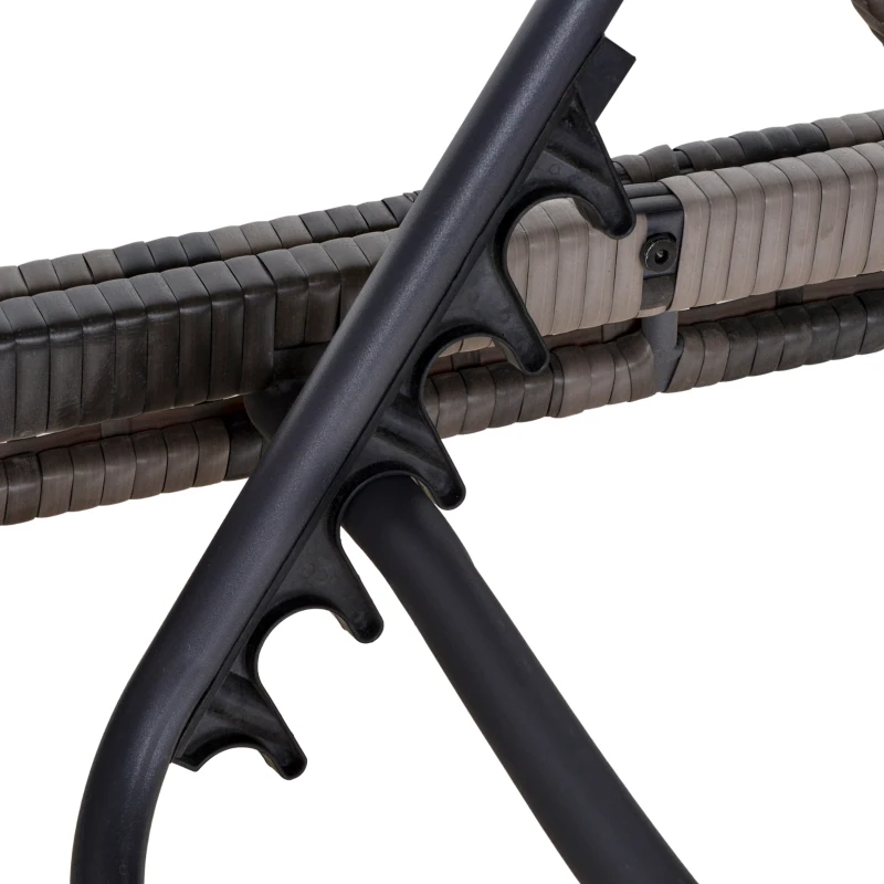 Outsunny Tumbona de Ratán de Jardín con Cojines Acolchados Respaldo Ajustable en 5 Posiciones 2 Ruedas y Tela Extraíble Lavable Carga 160 kg 196x67x96 cm Gris