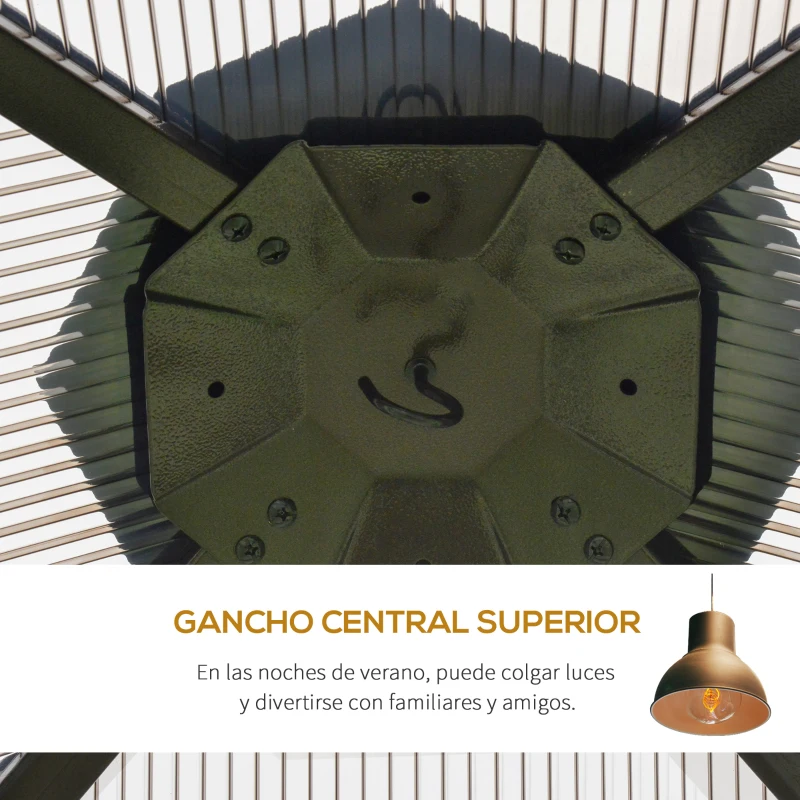 Outsunny Cenador para Jardín 3x3 m con Marco de Alumnio Pabellón para Exterior con Techo de Policarbonato Anti-UV Gazebo para Fiestas Eventos Beige y Negro