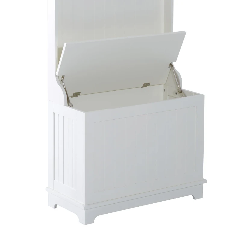 HomCom Mobile per Ingresso con Panca Contenitore e Appendiabiti in Legno, Bianco