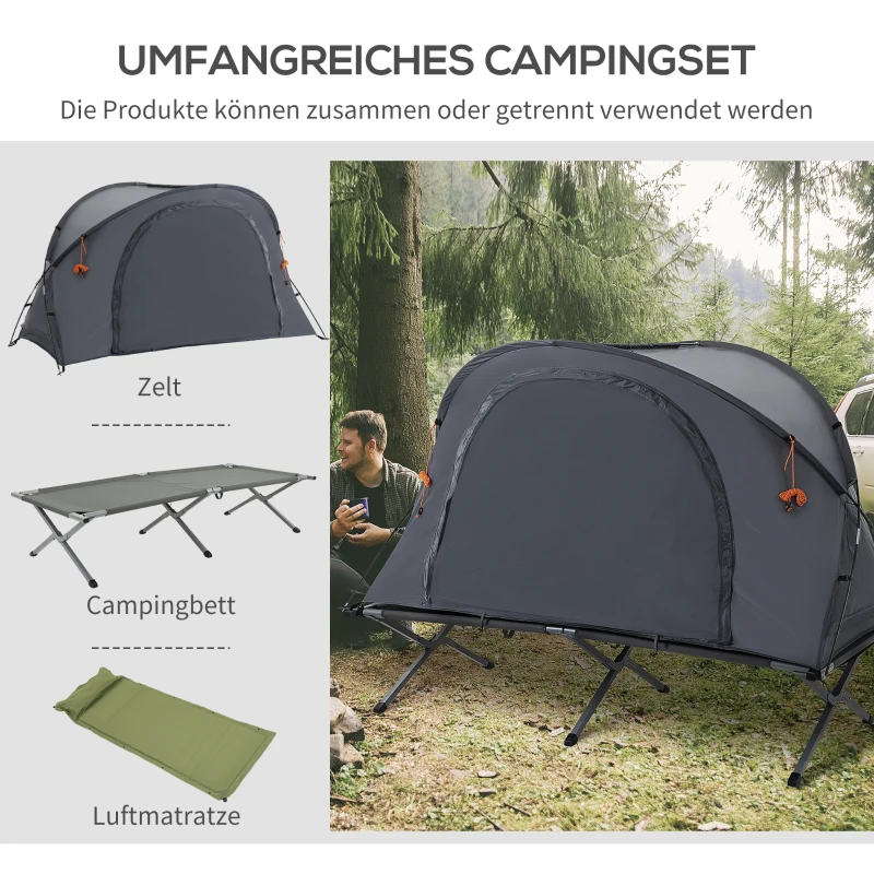 Outsunny Campingbedjes Hoge Verhoogd Luchtbed voor 1 Persoon grijs