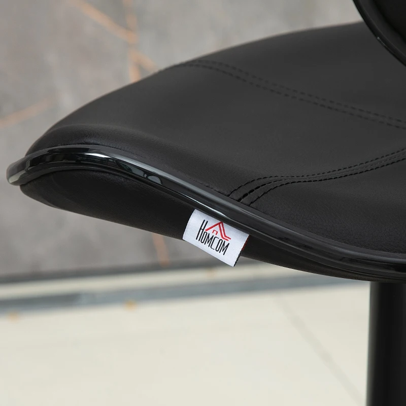 HOMCOM Sgabello da Bar Girevole, Set 2 Pezzi ad Altezza Regolabile con Poggiapiedi, 45.5x46x89.5-109.5 cm, Nero