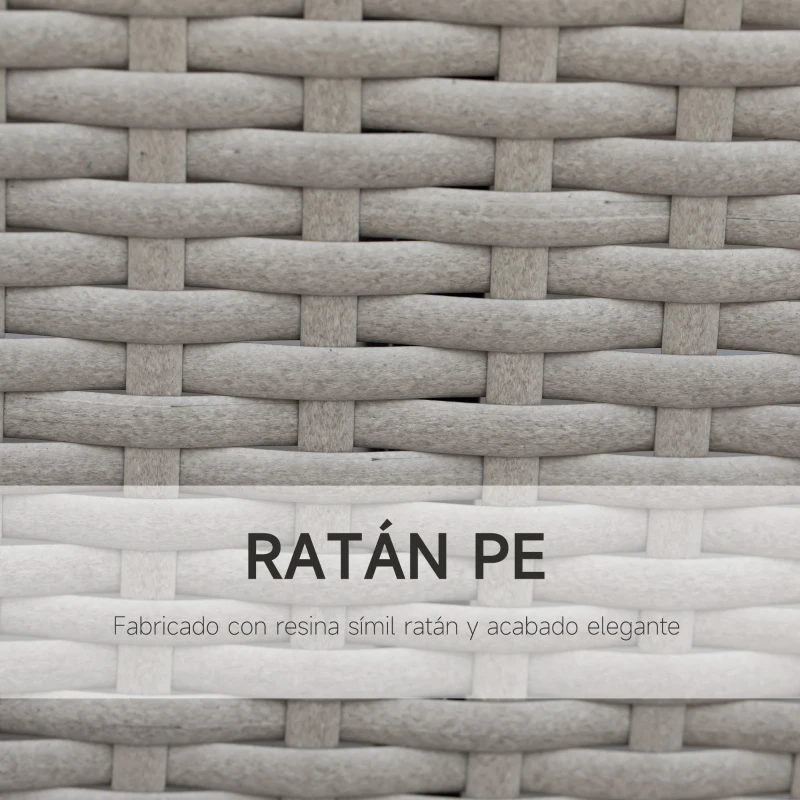 Outsunny Conjunto de Muebles de Jardín 9 Piezas de Ratán para Comedor Sillas Apilables con Cojines Extraíbles Lavables Mesa de Vidrio Templado para Exterior Patio Terraza Gris