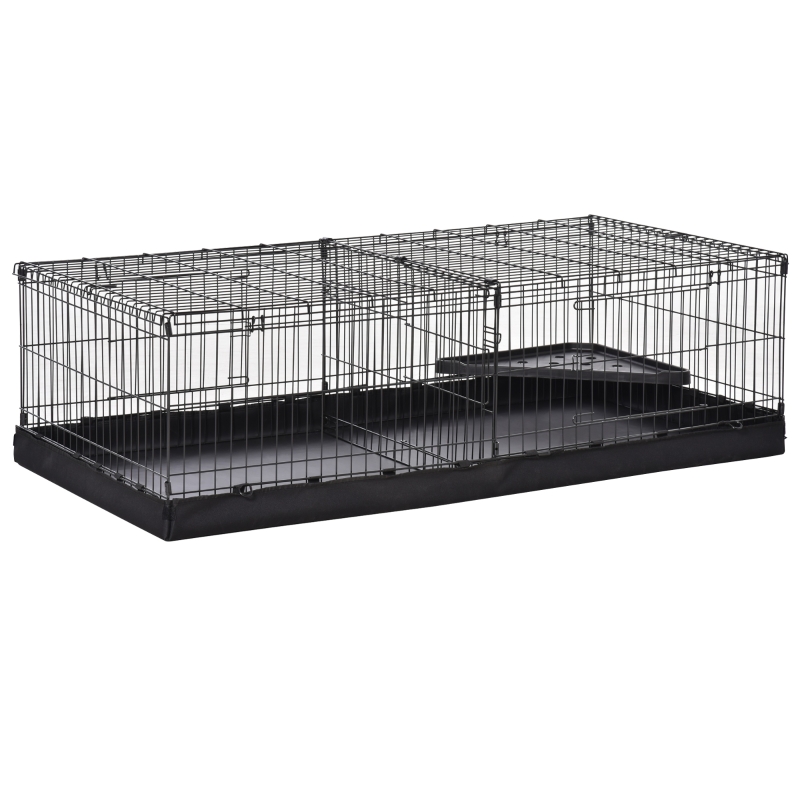 PawHut Gabbia per roditori in Metallo e Tela, Nera, 118x59x36cm