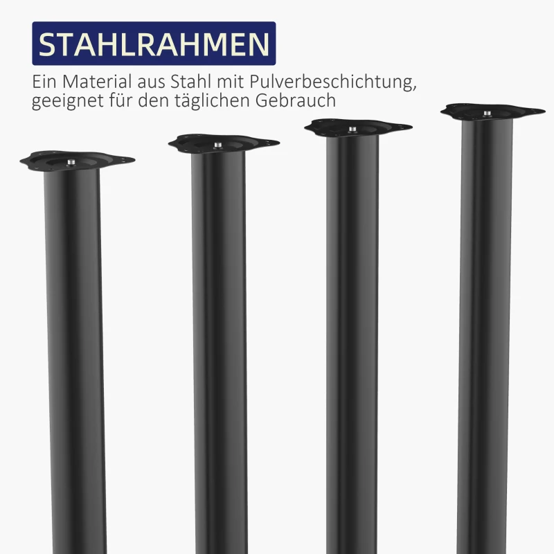 HOMCOM 4er-Set Tischbeine. höhenverstellbar,  pulverschichteter Stahl,  6 cm x  6 cm x 72 cm, Schwarz