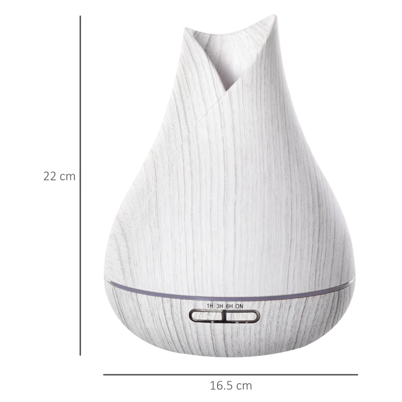 HOMCOM Diffusore di Aromi Oli Essenziali per Ambienti, Vaporizzatore con 7 Luci Colorate, Timer e USB, Bianco 300Ml