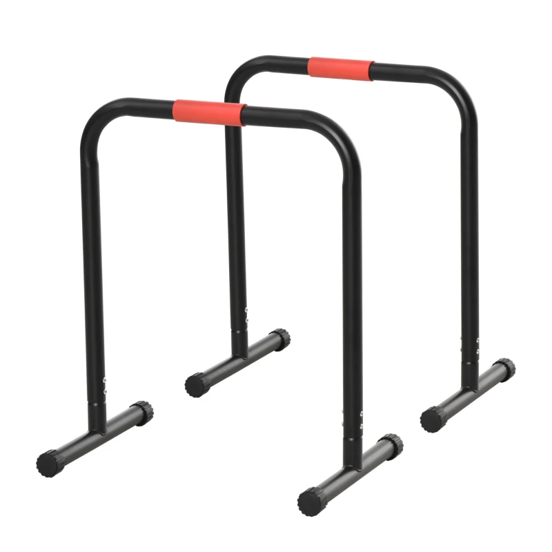HOMCOM Suporte de treino de barras paralelas para flexões inclinadas construção muscular Calistênicos 63x41x73 cm Preto