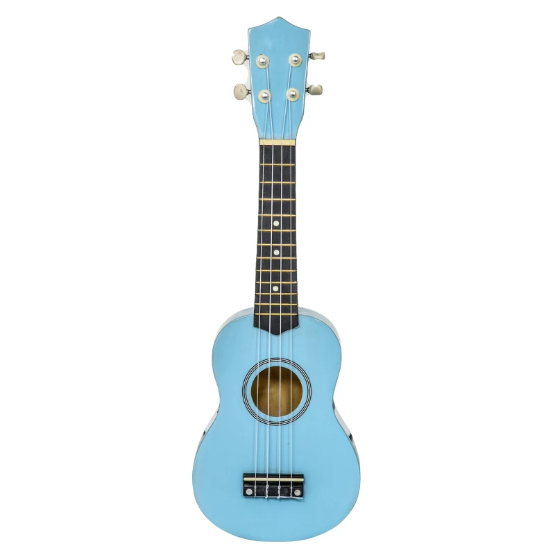 HOMCOM Ukulele Soprano da 21" in Legno Celeste con 4 Corde in Nylon e 2 Plettri