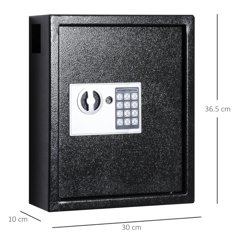 HOMCOM Cassetta Armadietto Portachiavi con Combinazione Codice da Parete o Muro Metallo 30 × 36.5 × 10cm