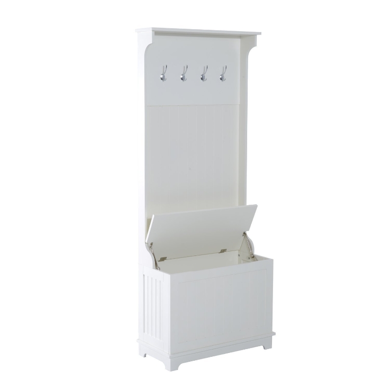 HomCom Mobile per Ingresso con Panca Contenitore e Appendiabiti in Legno, Bianco