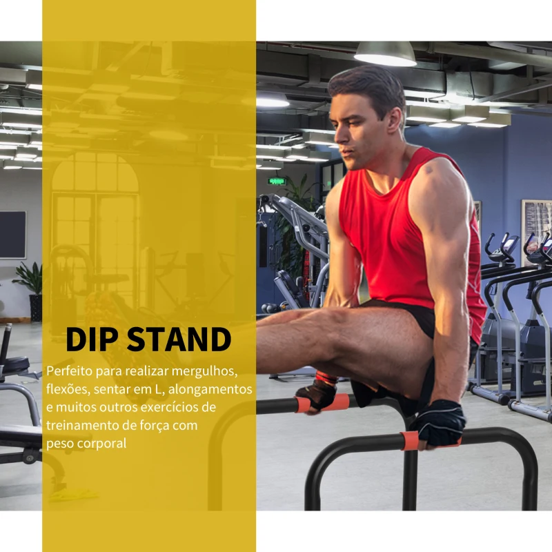 HOMCOM Suporte de treino de barras paralelas para flexões inclinadas construção muscular Calistênicos 63x41x73 cm Preto