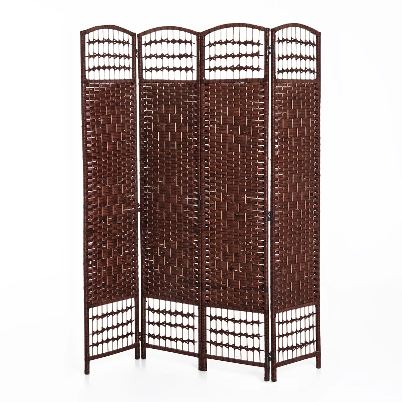 HOMCOM Ścianka działowa parawanowa przepierzenie 4-częściowy. 160x170cm bambus+drewno brązowy