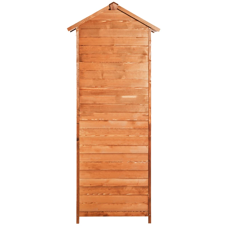 HOMCOM Garden Shed Wooden Shed Timber Garden Storage Shed Outdoor Sheds w/ Tilted-felt Roof and Two Lockable Doors, 190cm x 79cm x 49cm, Red Brown