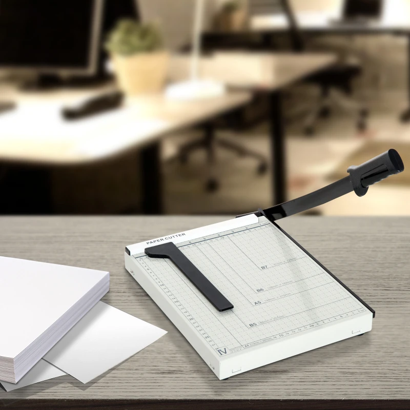 HOMCOM gilotyna papieru obcinarka do papieru trymer do formatu DIN A4 metal biały