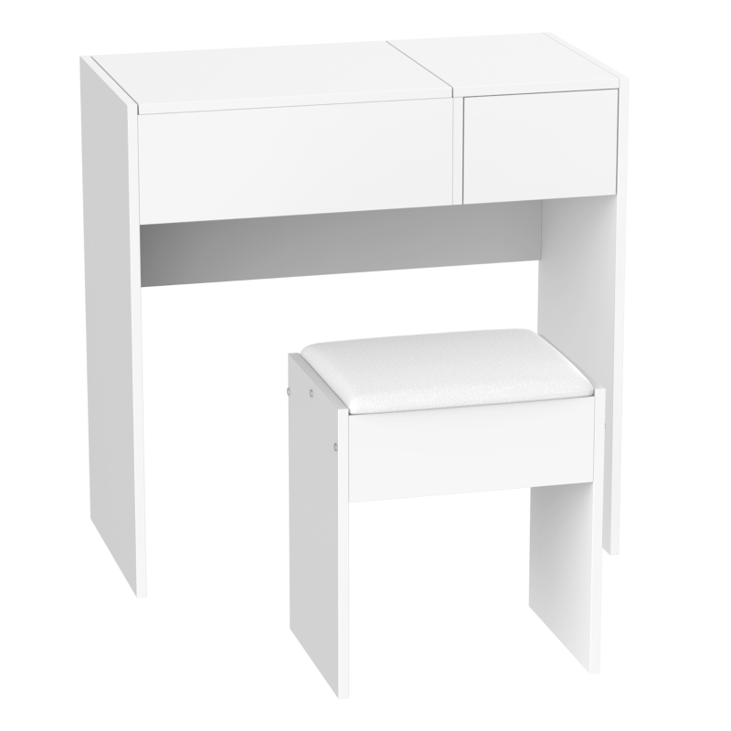 HOMCOM toaletka toaletka składane lustro kosmetyczne z białym taboretem