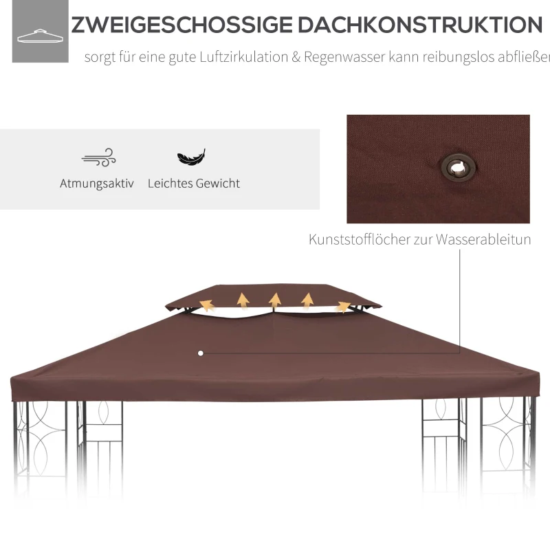 Outsunny baldachim do metalowego pawilonu ogrodowego namiotu imprezowego 3 x 4 namiot ogrodowy dach kawowy