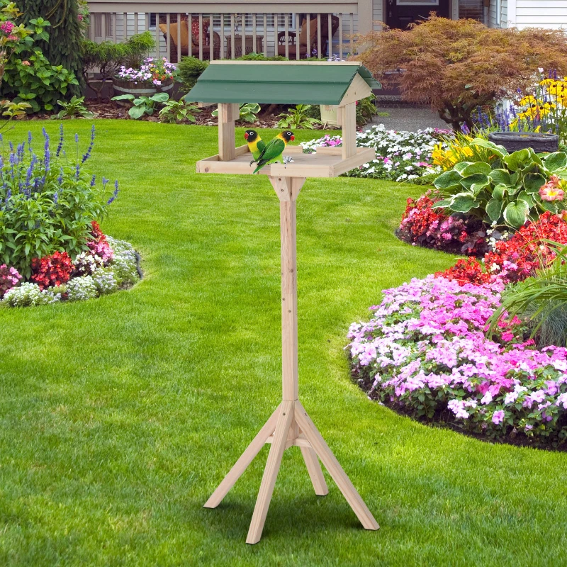PawHut karmnik dla ptaków karmnik dla ptaków domek dla ptaków karmnik dla ptaków ze stojakiem sosnowy