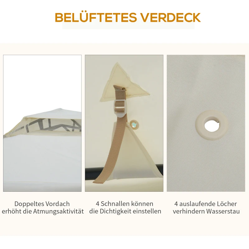 Outsunny altana ogrodowa pawilon namiot imprezowy namiot ogrodowy z 4 ścianami bocznymi 3 x 3 m kremowy