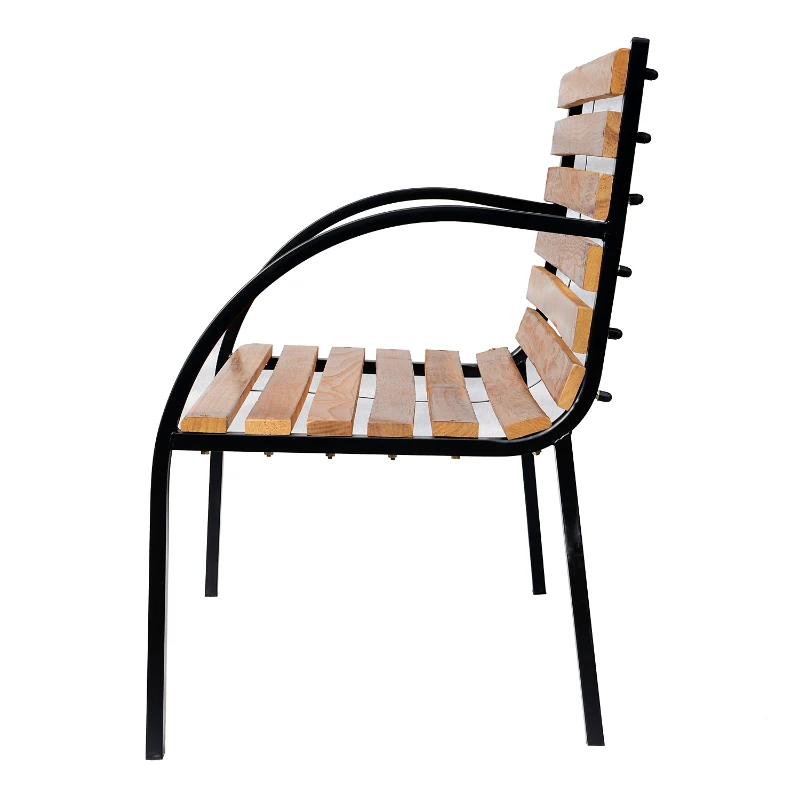 Outsunny ławka ogrodowa ławka 2-osobowa ogród stal + drewno sosnowe kolor naturalny