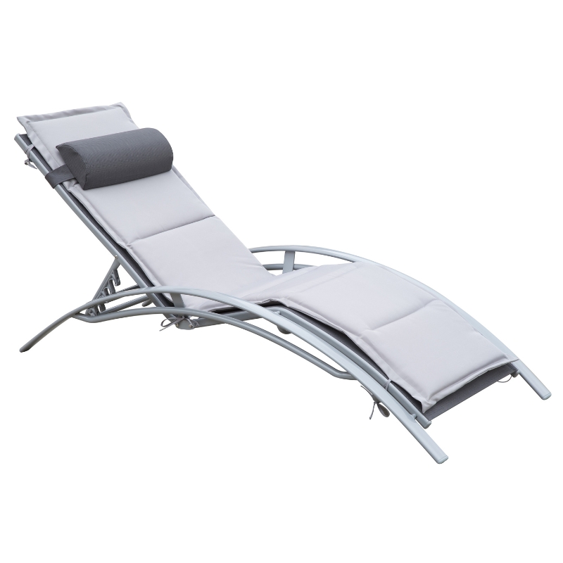 Outsunny Leżak, leżak ogrodowy, krzesło ogrodowe, fotel, aluminiowy, regulowany, szary
