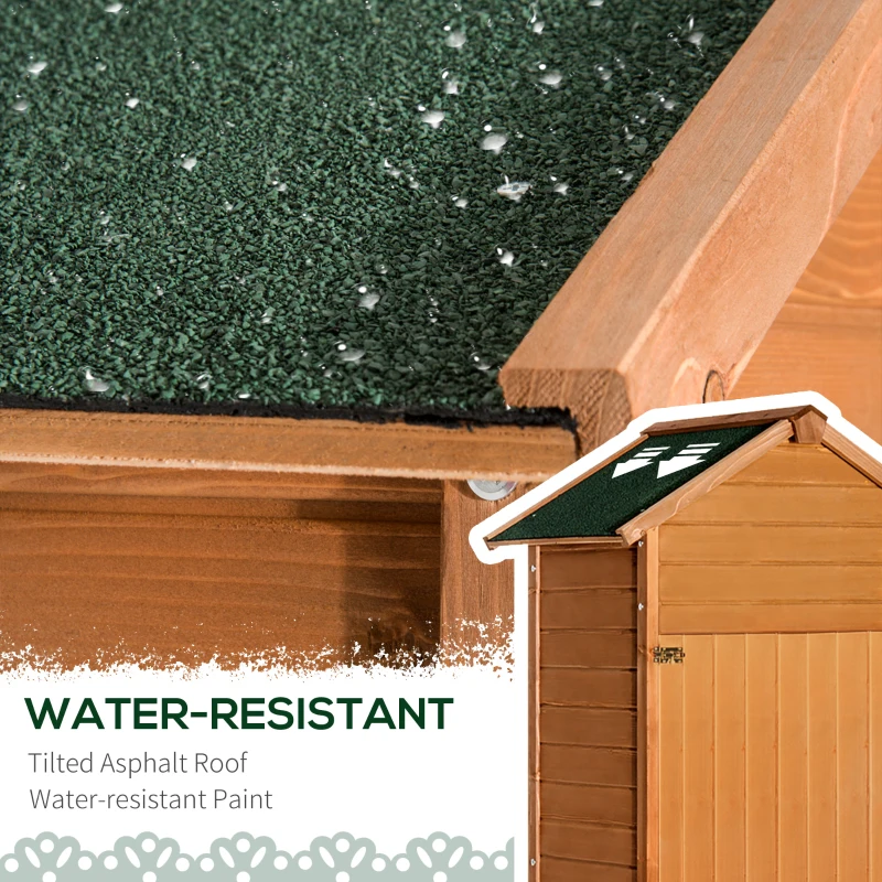 HOMCOM Garden Shed Wooden Shed Timber Garden Storage Shed Outdoor Sheds w/ Tilted-felt Roof and Two Lockable Doors, 190cm x 79cm x 49cm, Red Brown