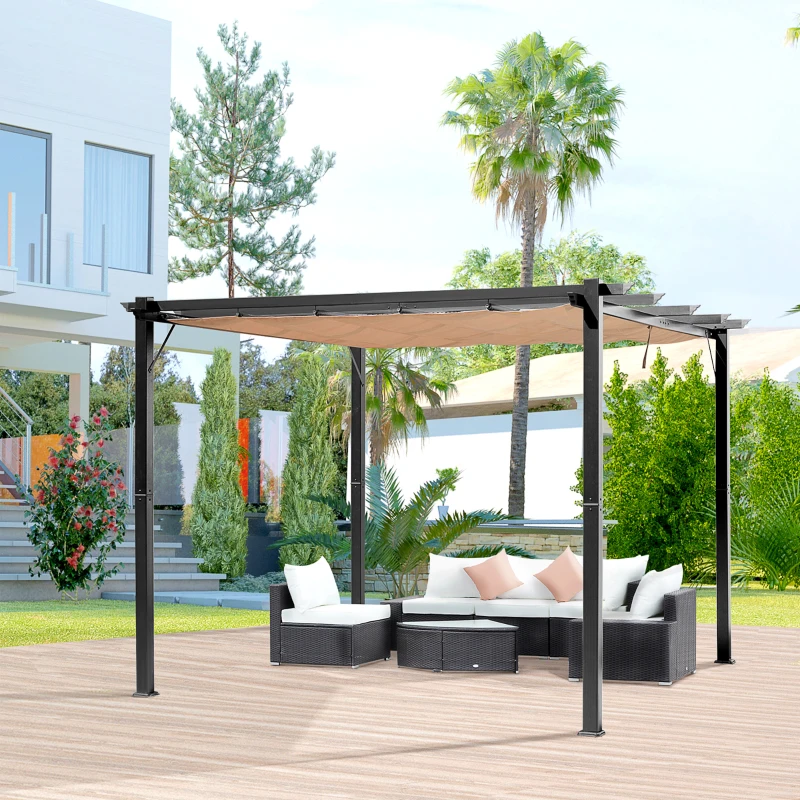 Outsunny pawilon z pergolą z regulowanym dachem z materiału 3 x 4 m aluminium zadaszenie