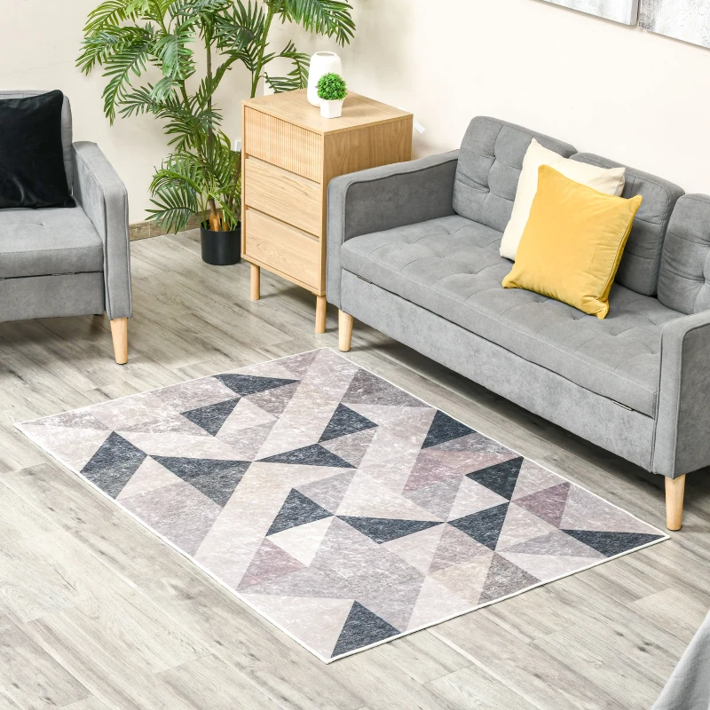 HOMCOM Dywan w modnym designie o geometrycznych kształtach szaro-czarny 120 x 170 cm