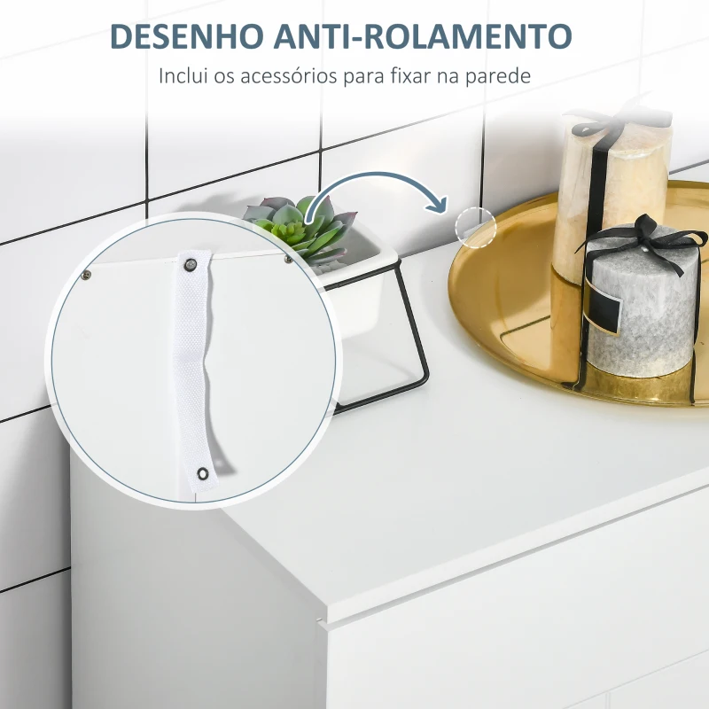 kleanklin Armário de Casa de Banho com 2 Portas e 2 Prateleiras Ajustáveis em 7 Níveis Móvel Auxiliar de Armazenamento para Sala de Estar Cozinha 60x30x80cm Branco
