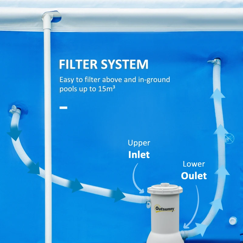 Outsunny Pompa de filtrare de 90W pentru piscine cu bile de filtrare, debit maxim 4000L/H, Gri