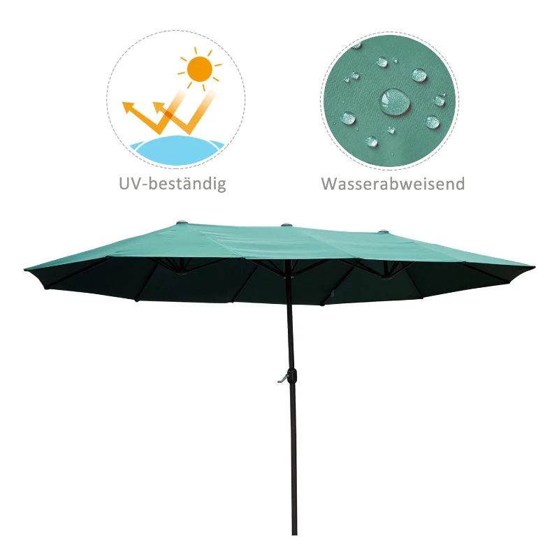Outsunny podwójny parasol ze stojakiem parasol ogrodowy 460 x 270 cm ciemnozielony