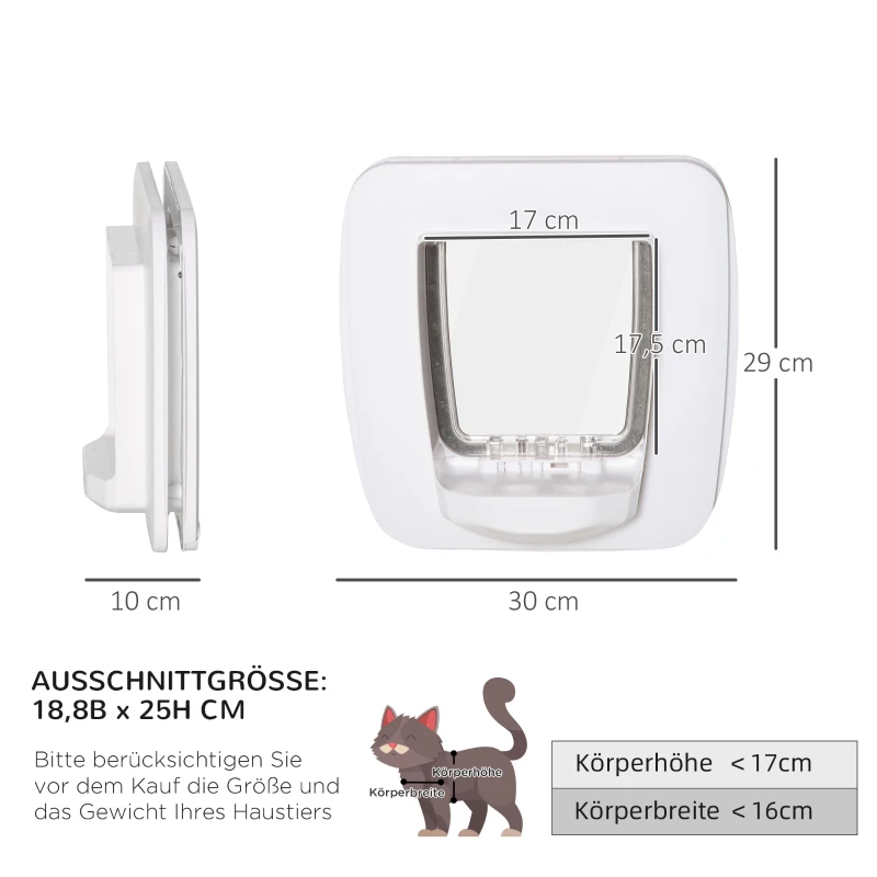 PawHut klapka dla kota, klapka dla psa, 4 sposoby zamykania, z magnesem, dla zwierząt domowych o wadze do 9 kg