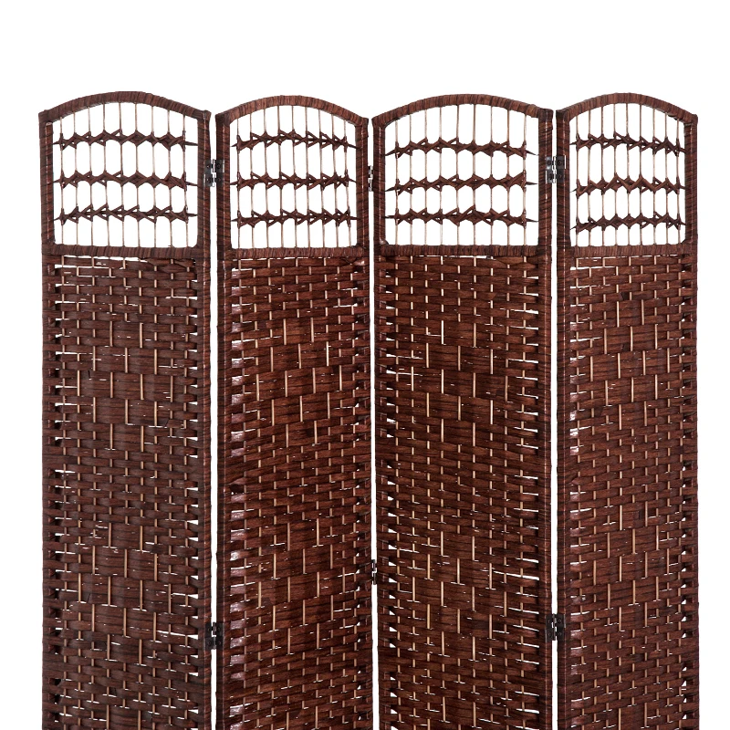HOMCOM Ścianka działowa parawanowa przepierzenie 4-częściowy. 160x170cm bambus+drewno brązowy