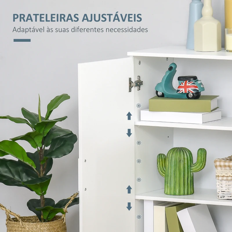 kleanklin Armário de Casa de Banho com 2 Portas e 2 Prateleiras Ajustáveis em 7 Níveis Móvel Auxiliar de Armazenamento para Sala de Estar Cozinha 60x30x80cm Branco