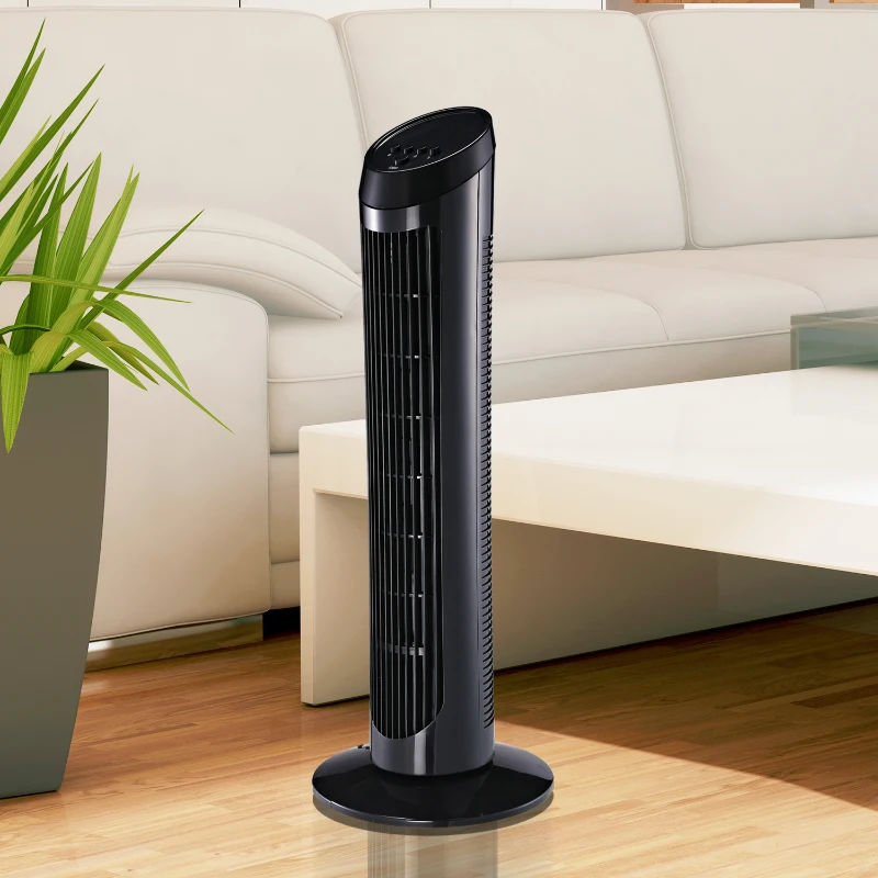 HOMCOM wentylator stojący wentylator kolumnowy 45 W, 3 poziomy wentylacji, ABS, czarny