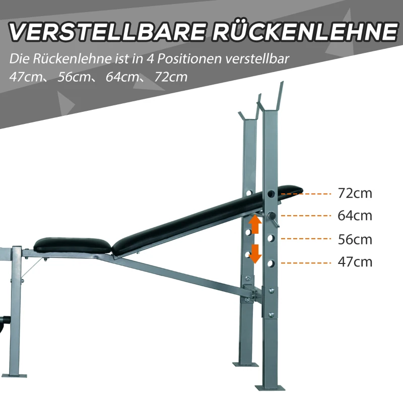 HOMCOM Wielofunkcyjna ławka treningowa ławka skośna wielofunkcyjna stacja fitness stal
