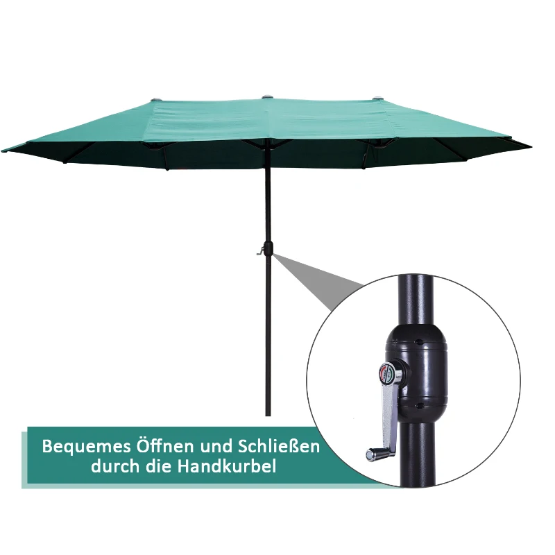 Outsunny podwójny parasol ze stojakiem parasol ogrodowy 460 x 270 cm ciemnozielony