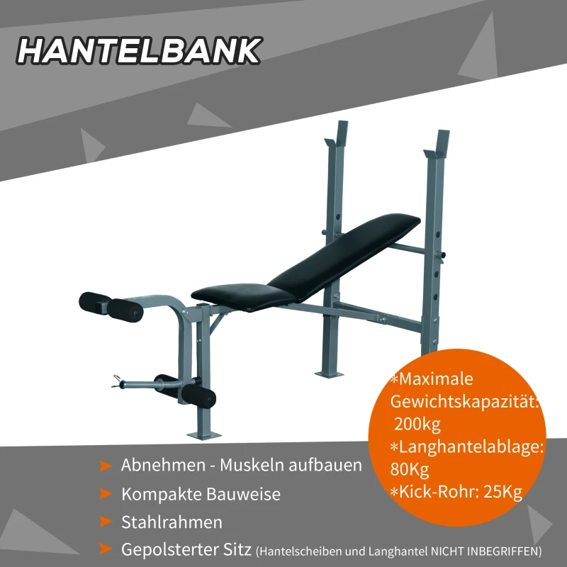 HOMCOM Wielofunkcyjna ławka treningowa ławka skośna wielofunkcyjna stacja fitness stal