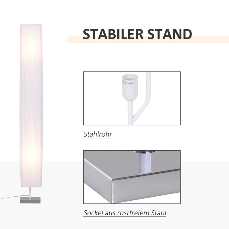 HOMCOM lampa podłogowa stojąca oświetlenie podłogowe do salonu E27 stal nierdzewna 120 cm biała