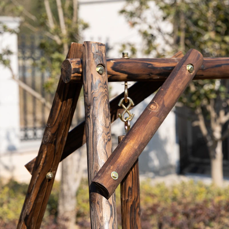 Outsunny huśtawka z dachem huśtawka ogrodowa 2-osobowa ławka bujana lite drewno naturalny