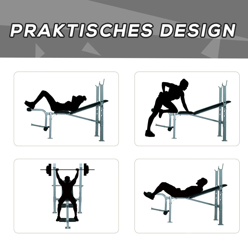 HOMCOM Wielofunkcyjna ławka treningowa ławka skośna wielofunkcyjna stacja fitness stal