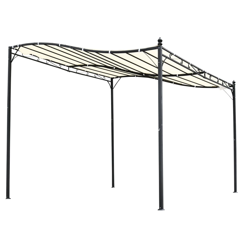 Outsunny pergola zadaszenie tarasu pawilon daszek kremowy 297x297x198/245 cm