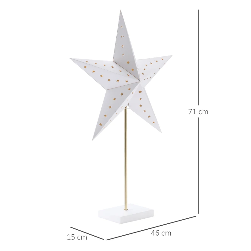 HOMCOM lampa stołowa, lampa świąteczna, papierowa gwiazda, lampa, świecąca gwiazda, biała + złota