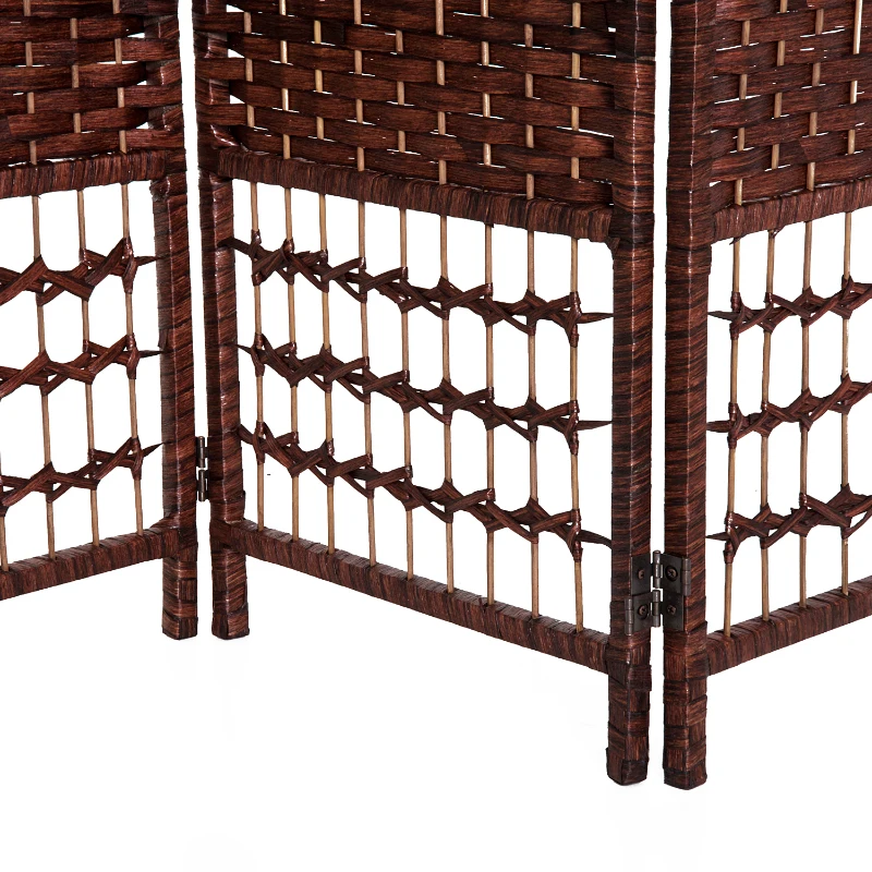 HOMCOM Ścianka działowa parawanowa przepierzenie 4-częściowy. 160x170cm bambus+drewno brązowy