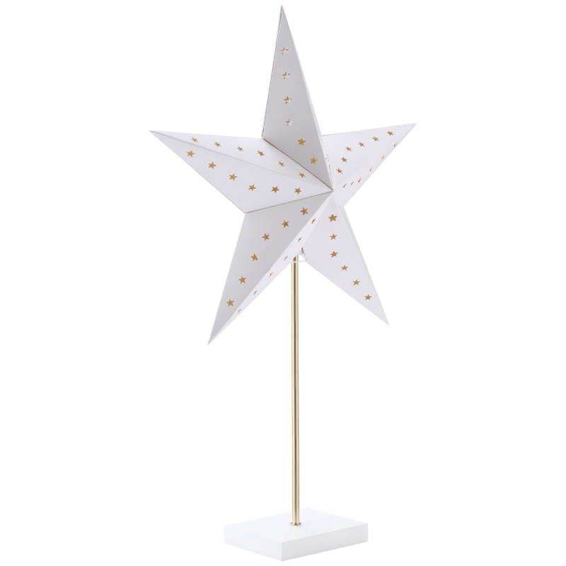 HOMCOM lampa stołowa, lampa świąteczna, papierowa gwiazda, lampa, świecąca gwiazda, biała + złota