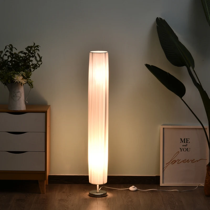 HOMCOM lampa podłogowa stojąca oświetlenie podłogowe do salonu E27 stal nierdzewna 120 cm biała