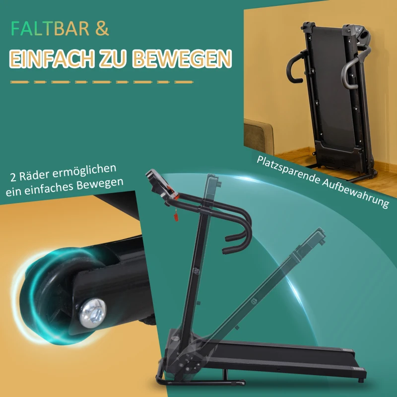 HOMCOM Bieżnia składana elektryczna 500 W 1-12 km/h 0,75 KM Uchwyt na telefon komórkowy