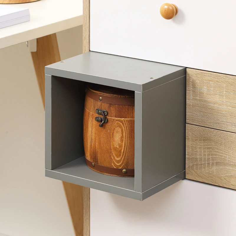 HOMCOM Modern Sideboard Storage Cabinet, Free Standing Accent Cupboard with 3 Drawers for Bedroom, Living Room, Hallway, Natural, White, Grey