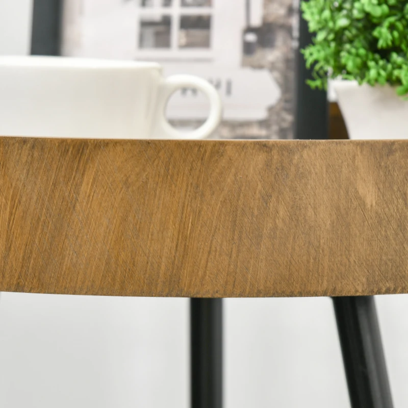 HOMCOM Tavolino da Caffè Stile Industriale con Bordi Rialzati, Legno e Acciaio, Ø40.6x61.5cm, Marrone e Nero