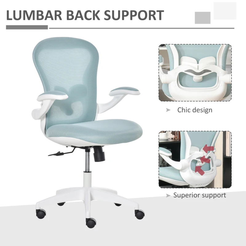 Vinsetto Mesh Home Office Chair w/ Flip-Up Arm Blue